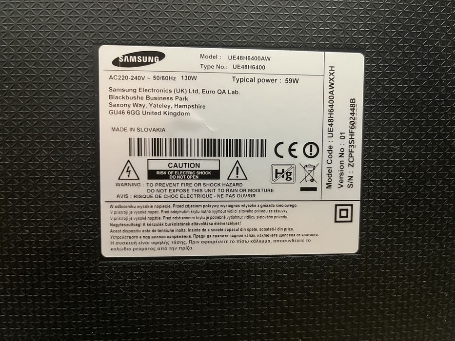Sprzedam telewizor Samsung Smart TV 48” Full HD 3D – model UE48H6400AW.