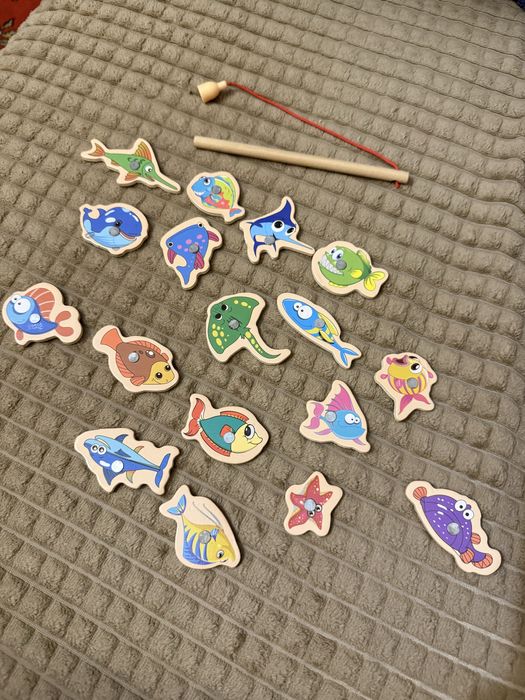 Магнитная детская рыбалка деревянная