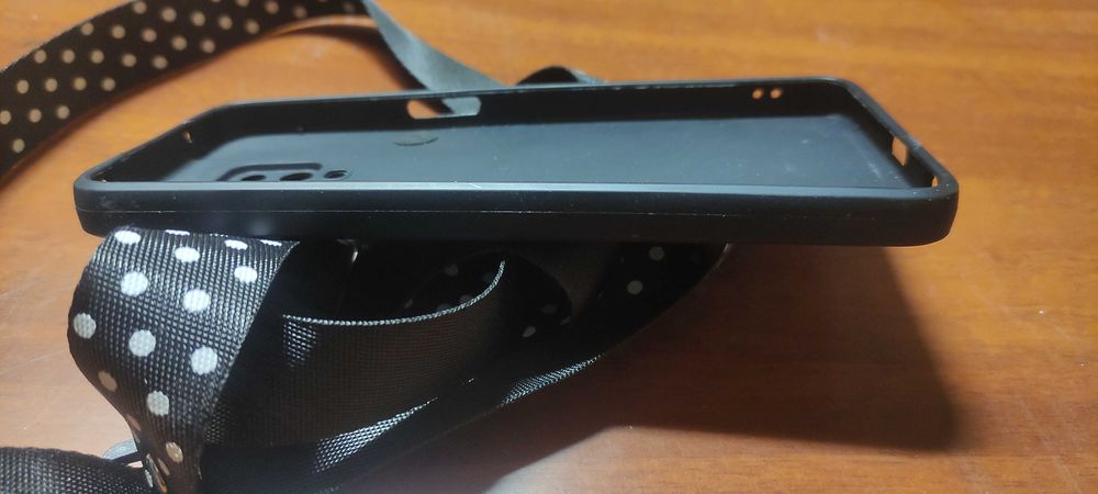 Чохол зі шнурком для Xiaomi Redmi Note 9 Pro чорний з котиком