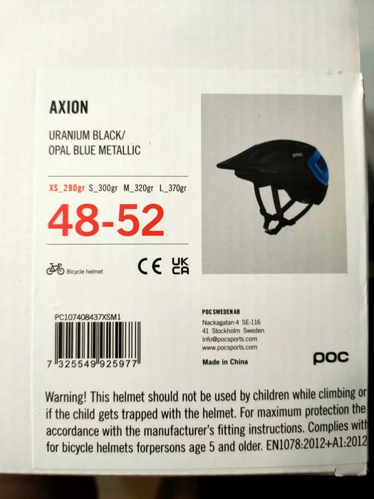 Kask Rowerowy POC Axion Uranium Black/Opal Blue Metallic/Matt 48-52