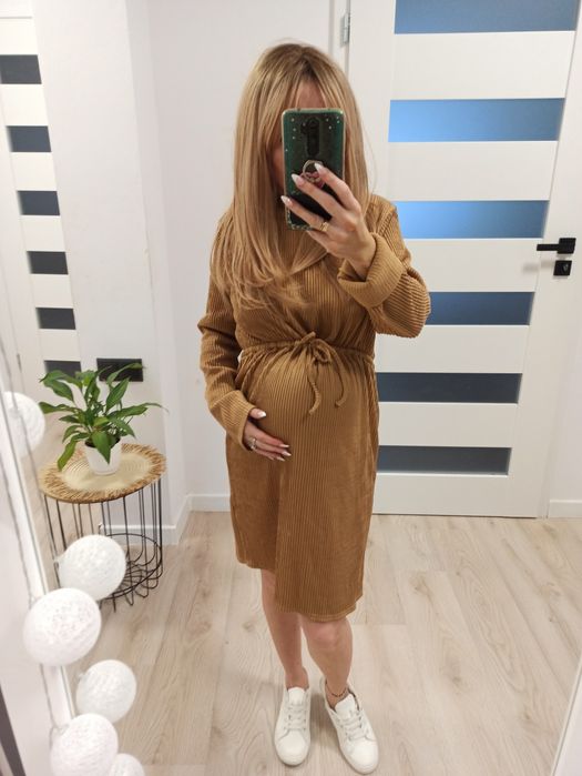 Karmelowa sukienka ciążowa 42 XL