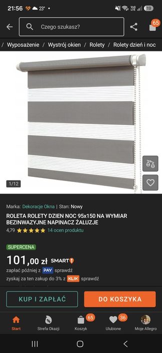 2x roleta dzueń noc 95 x150 nowa