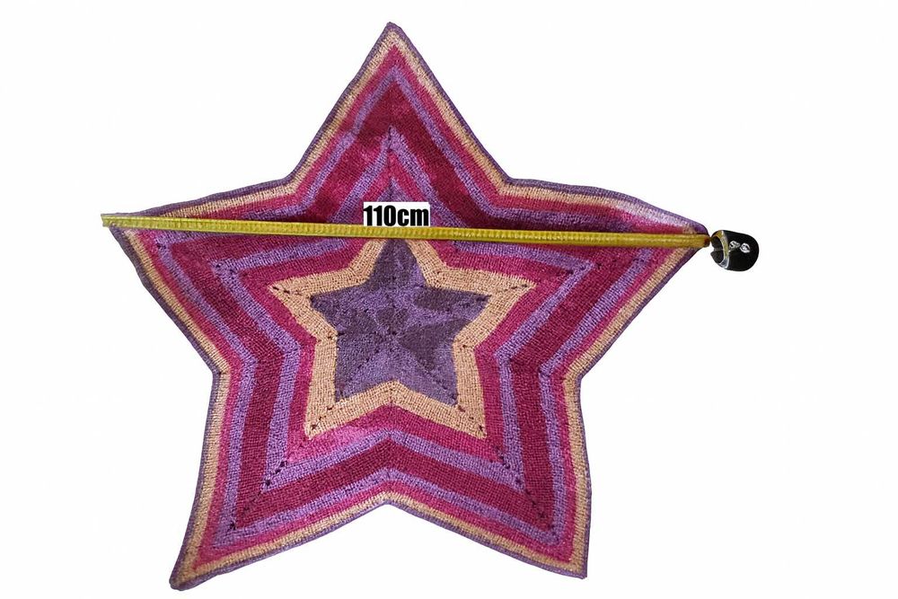 Manta de crochet em forma de estrela – Rosa/Azul – Feita à mão