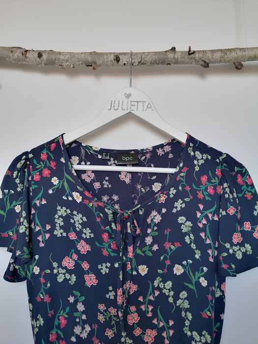 Bonprix - Nowa - Sukienka - 34/36 - Granatowa - Kwiaty