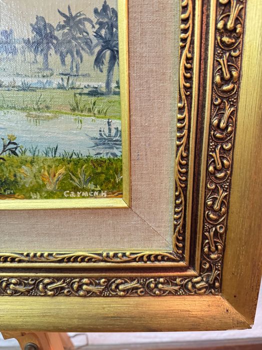 Pintura a óleo sobre tela, com moldura. Carmen H. 1970