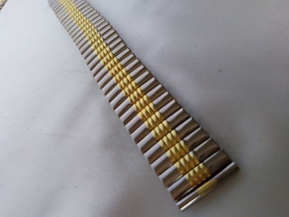 Браслет-Резинка 18 мм из нержавеющей стали комбинированный, двухцветны