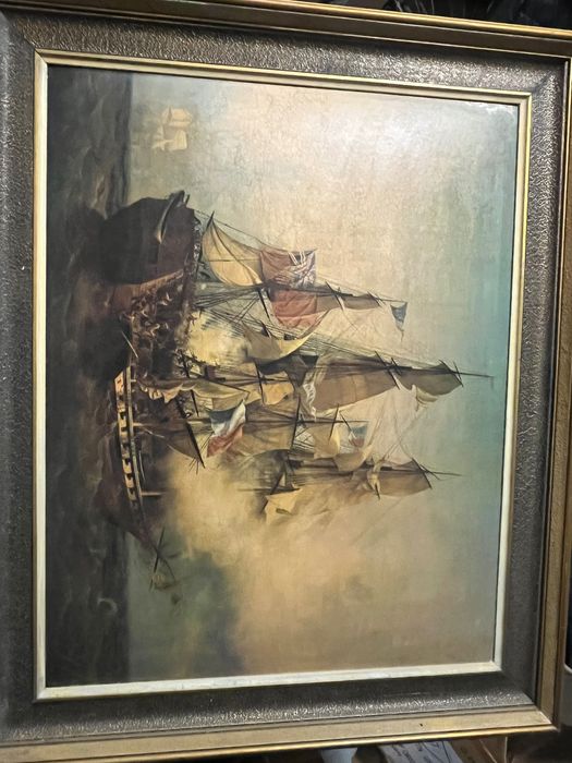 Obraz  statek w ramie  92x76cm