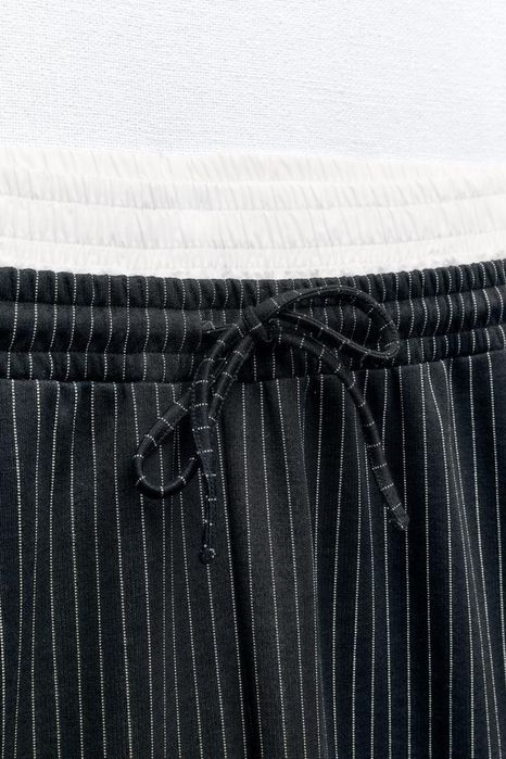 Штани в дрібну смужку zara з подвійним поясом