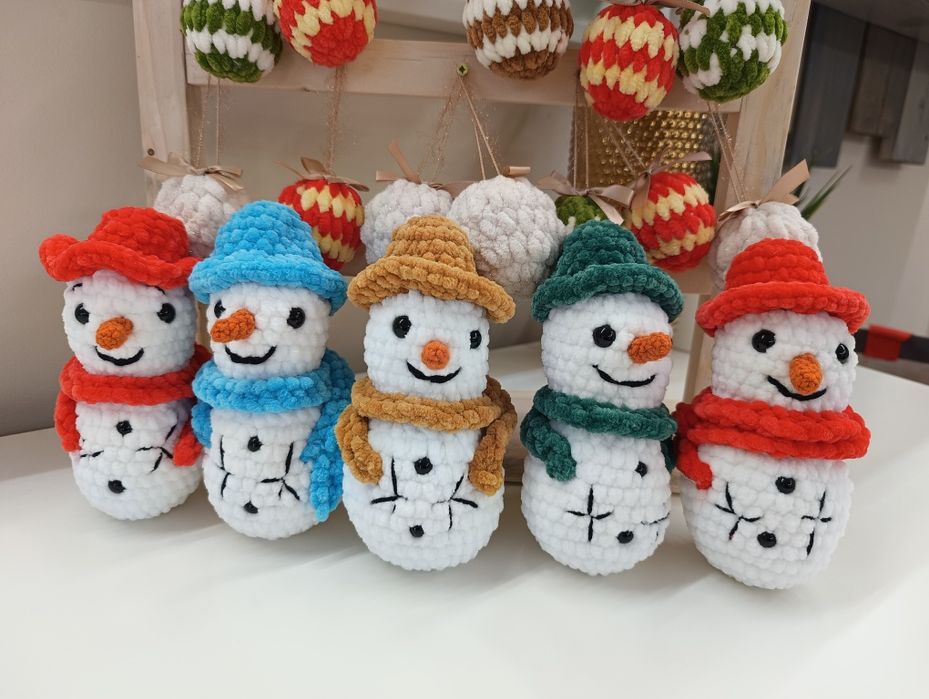 Bałwan bałwanek na szydełku ozdoba maskotka prezent handmade