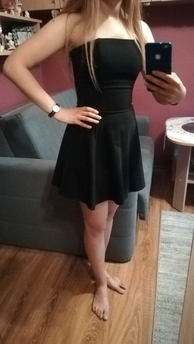 Czarna sukienka mini s. Moriss rozmiar XS na osiemnastkę