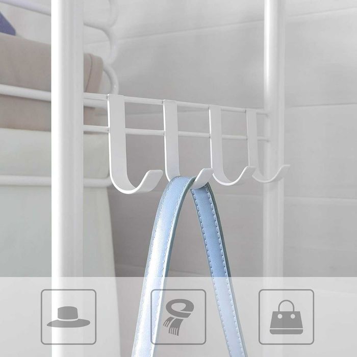 Bengaleiro, Coat Rack, and Shoe Rack for Small Spaces, White, 181x58x2864564051134849123