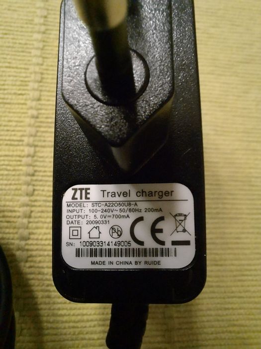 Carregador telemóvel original ZTE