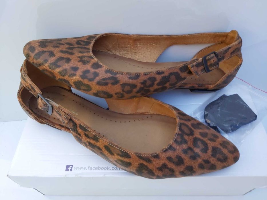 Półbuty czółenka panterka MACIEJKA balerinki szpic 38