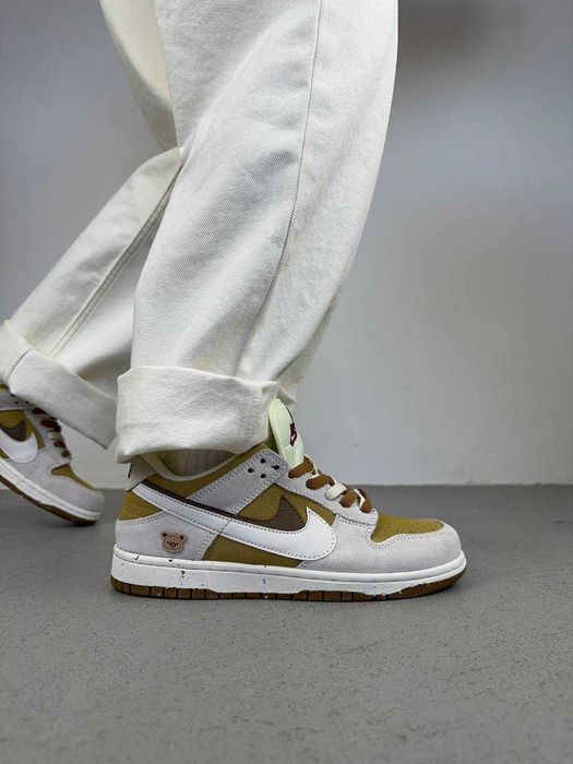 Мужские кроссовки Nike SB Dunk Low SE 85 Double Swoosh Grey Khaki Bear