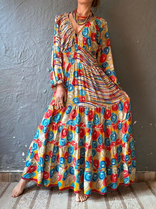 Sukienka długa boho hippie Indie upcykling