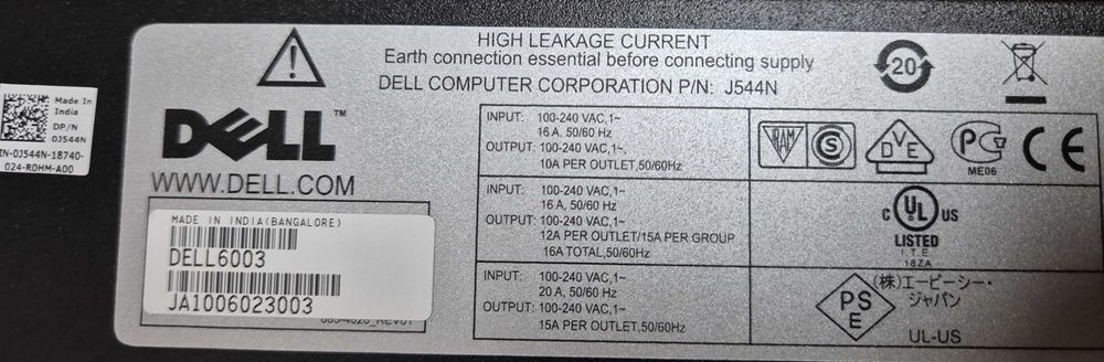 Dell J544N Power Distribution Unit64751219640451124