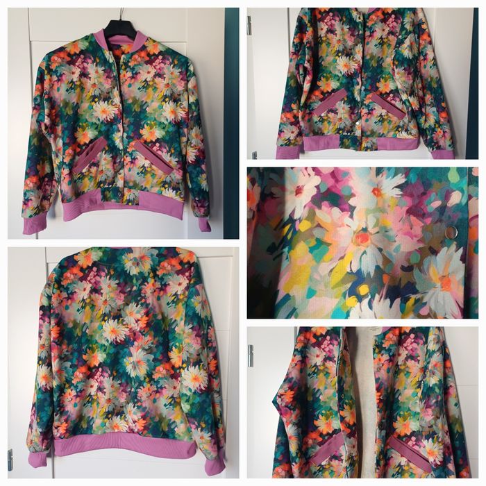 Nowa bluza bomberka zapinana na napy kwiaty oversize od M do XL