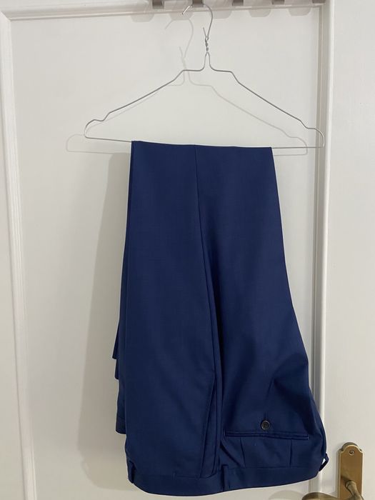 Fato homem azul (calças, meio fraque, colete)