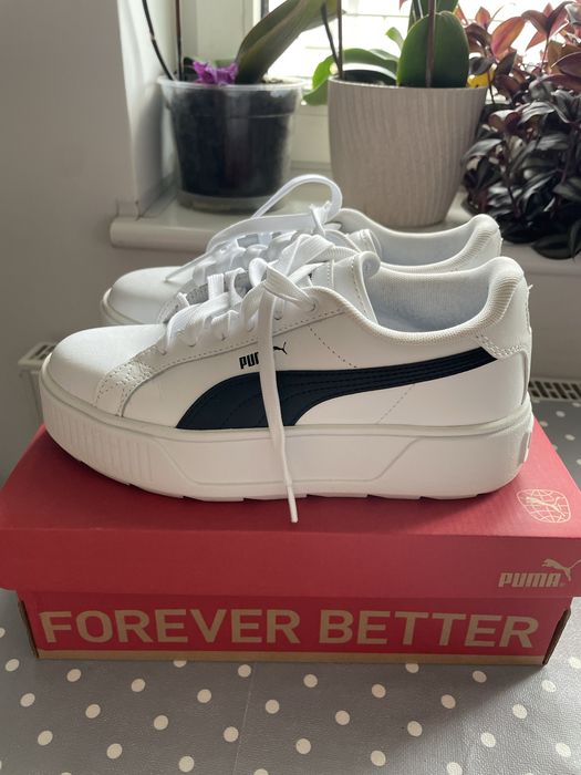 sneakersy Puma na platformie, biało-czarne, rozmiar 38