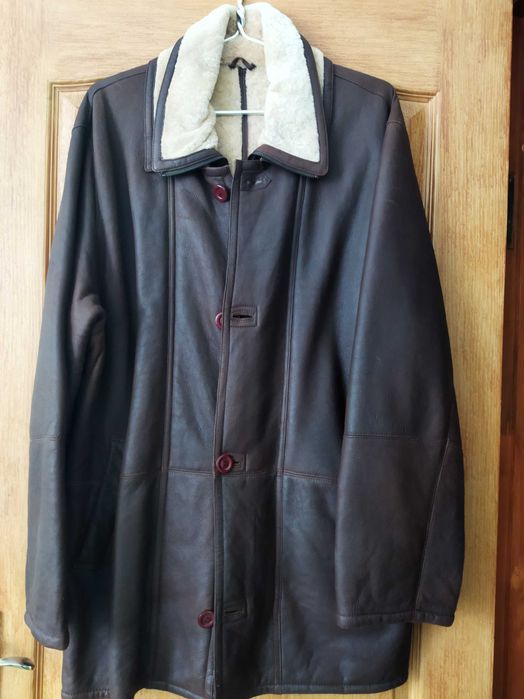 Зимняя кожаная на овчине куртка 52 размер