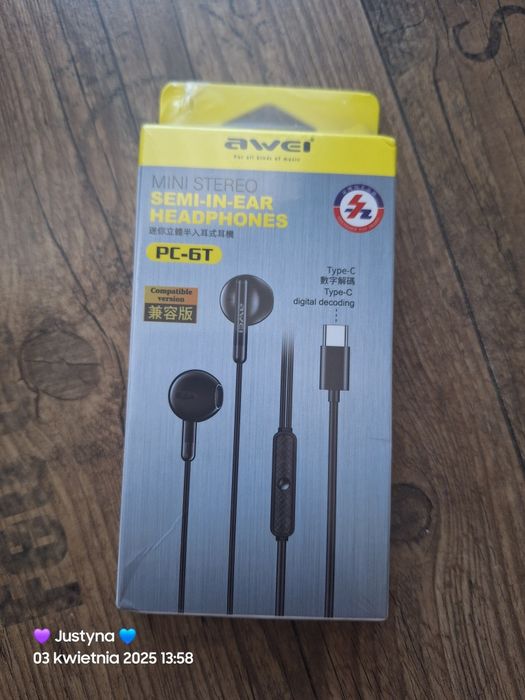 Nowe słuchawki awei typ-c  / typu C