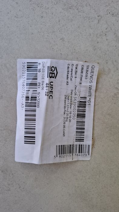 Gres Quenos white mat 8mm 59,8x59,8 gat.1 płytki