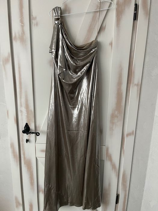 Ralph Lauren. Вечернее платье в пол серебро с одним плечом р М (8 сша)