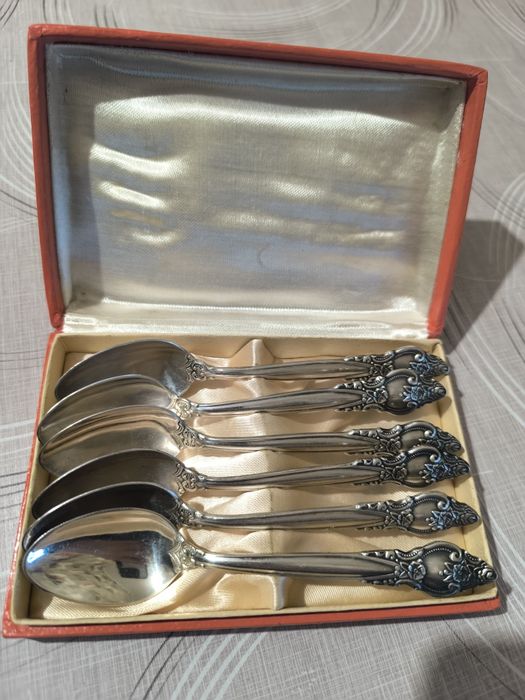 Ложки чайні вінтажні мельхіор набор " Троянда" в подарунковій коробці