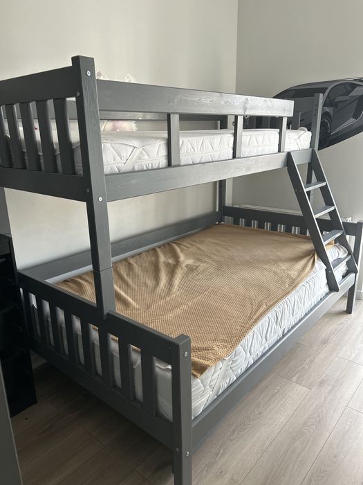 Łóżko piętrowe grafit