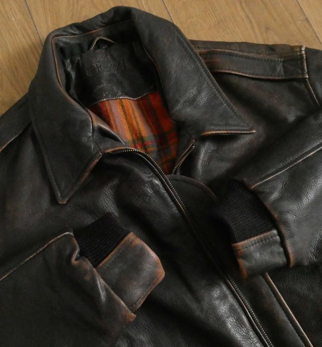 Kurtka skórzana męska GRIZZLY lotnicza SKÓRA pilotka AVIATOR M/L