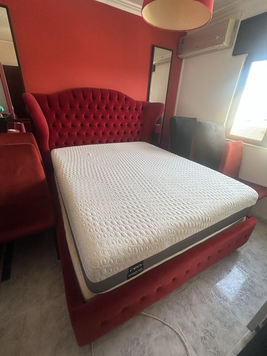 Cama de casal em veludo com ou sem estrado