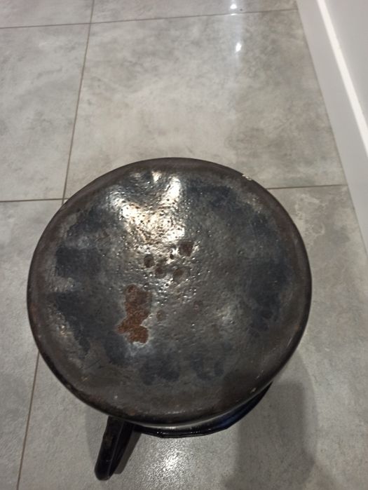 Stary emaliowany garnek PRL donica