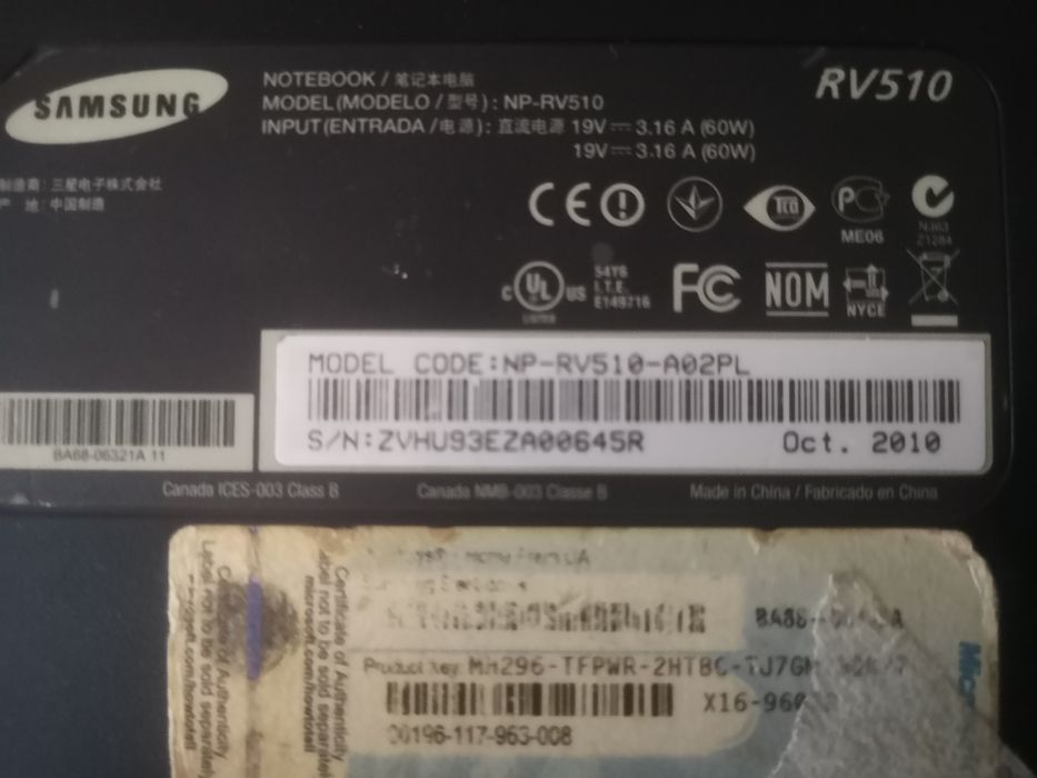 Laptop SAMSUNG RV510