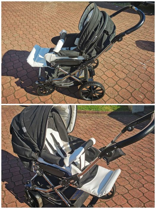 wózek Emmaljunga skóra naturalna 2w1 biało-czarny