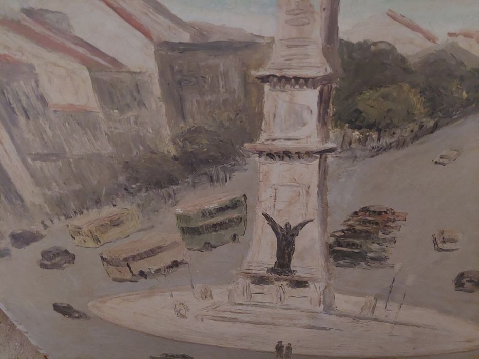 Grande quadro antigo óleo sobre platex restauradores Lisboa