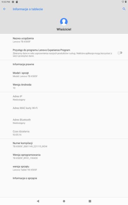 Tablet LENOVO Tab M10 TB-X505F