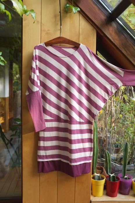 sukienka tunika motyl paski pasy na co dzień wygodna bawełniana retro