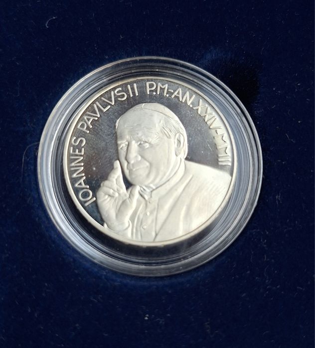 Moneta srebrna Watykan 5 Euro 2002 Jan Paweł II