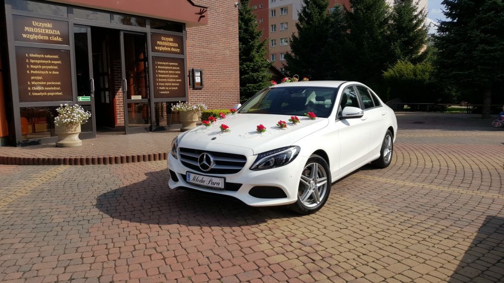 Auto do ślubu samochód Mercedes C biały wynajem Lublin