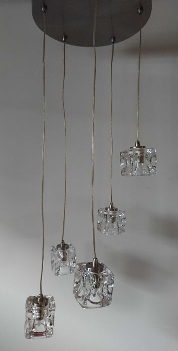 Candeeiro de tecto, suspenso, 5 copos de vidro