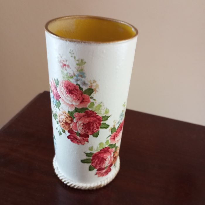 komplet-szkatułka, wazonik i świecznik hand made