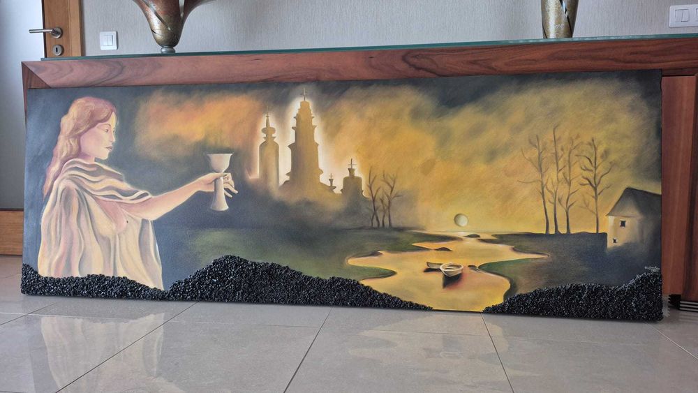 Quadro de sala original, pintado à mão por designer interiores