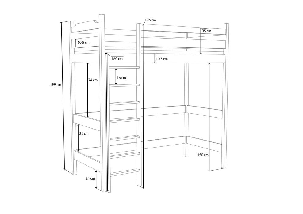 Łóżko na antresoli + materac