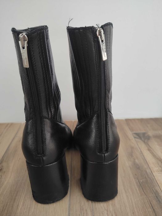 Kozaki botki Gino Rossi roz.37 czarna skóra chic