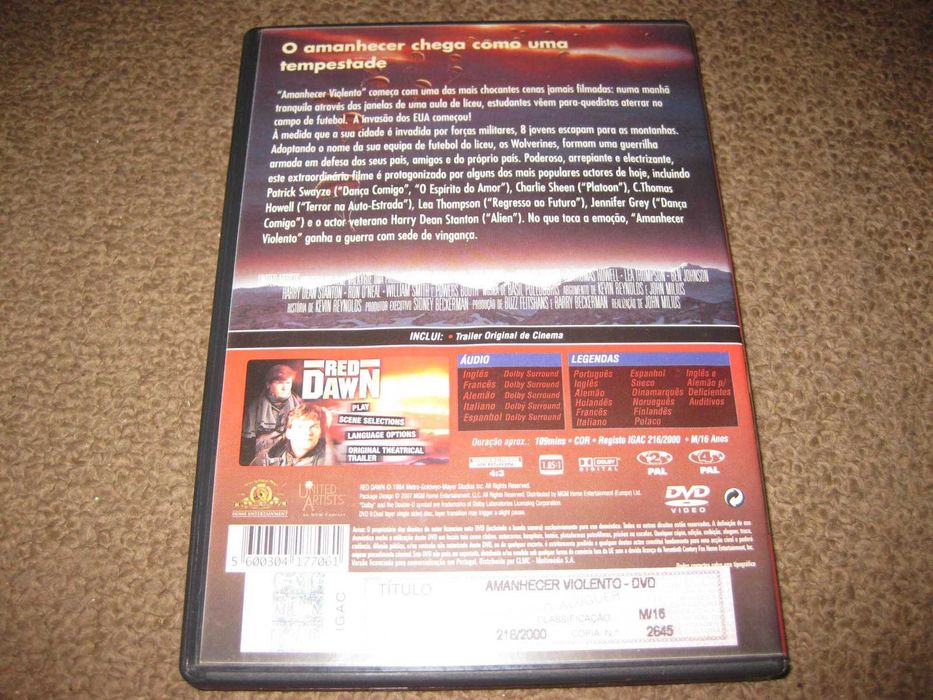 DVD "Amanhecer Violento" com Patrick Swayze/Raro!