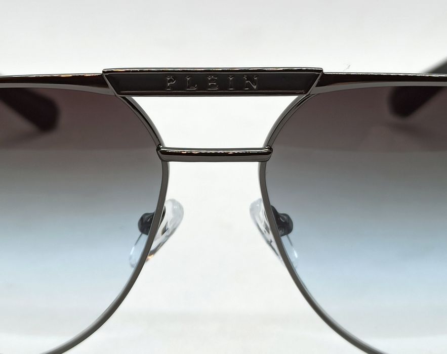 Philipp Plein очки капли мужские серо голубой градиент в сером металле