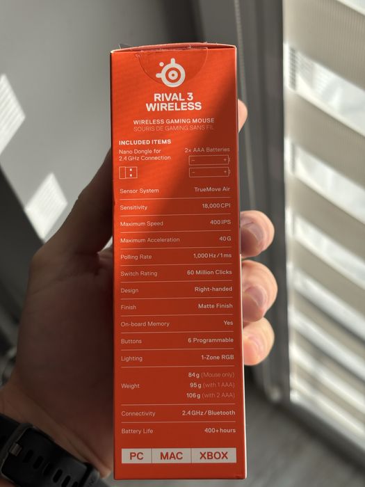 Myszka SteelSeries Rival 3 Wireless | Stan BDB | Bluetooth + 2.4GHz