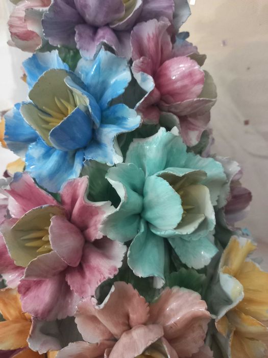 Centro de Mesa "Bouquet" de Flores em Cerâmica pintada à mao - Cerâmica italiana