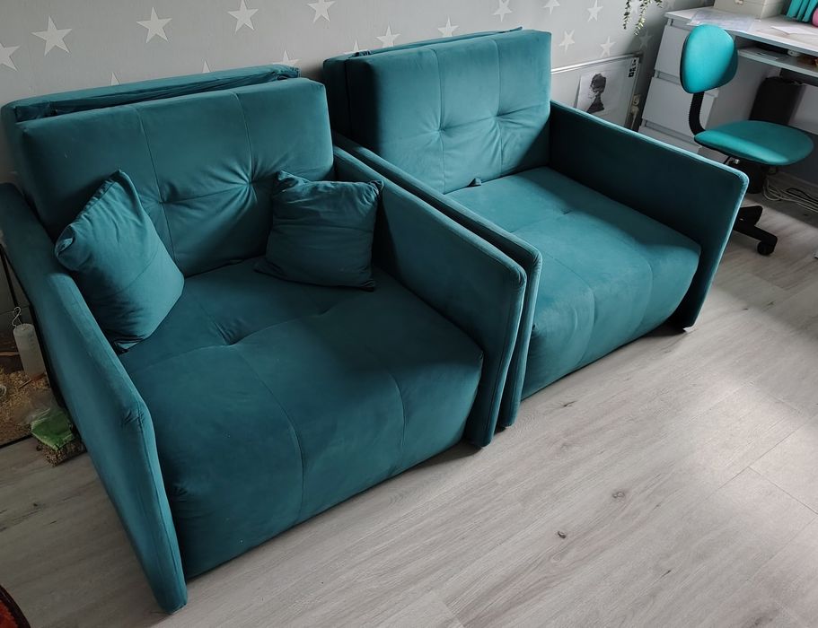 Kanadyjka Sofa jednoosobowa Agata Meble turkus Fotel rozkładany