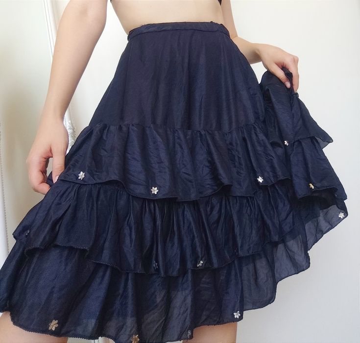 Spódnica rozkloszowana z falbanami vintage retro grunge boho